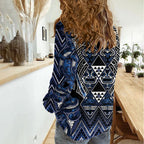 Aotearoa Tuwharetoa Women Casual Shirt Maori Tribal Navy Paua Shell Pattern