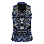 Aotearoa Tuwharetoa Women Sleeveless Polo Shirt Maori Tribal Navy Paua Shell Pattern