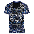 Aotearoa Tuwharetoa Women V-Neck T-Shirt Maori Tribal Navy Paua Shell Pattern