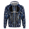 Aotearoa Tuwharetoa Zip Hoodie Maori Tribal Navy Paua Shell Pattern