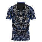 Aotearoa Tuwharetoa Zipper Polo Shirt Maori Tribal Navy Paua Shell Pattern