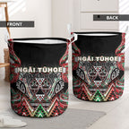 Aotearoa Ngai Tuhoe Laundry Basket Maori Tribal Red And Green Paua Shell Pattern