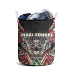 Aotearoa Ngai Tuhoe Laundry Basket Maori Tribal Red And Green Paua Shell Pattern