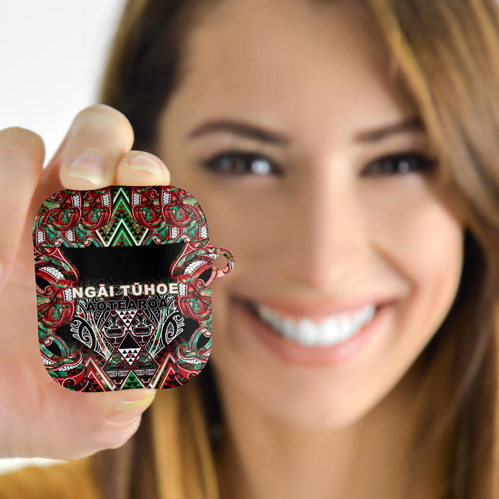 Aotearoa Ngai Tuhoe AirPods Case Maori Tribal Red And Green Paua Shell Pattern
