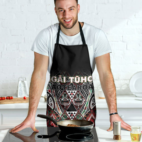 Aotearoa Ngai Tuhoe Apron Maori Tribal Red And Green Paua Shell Pattern