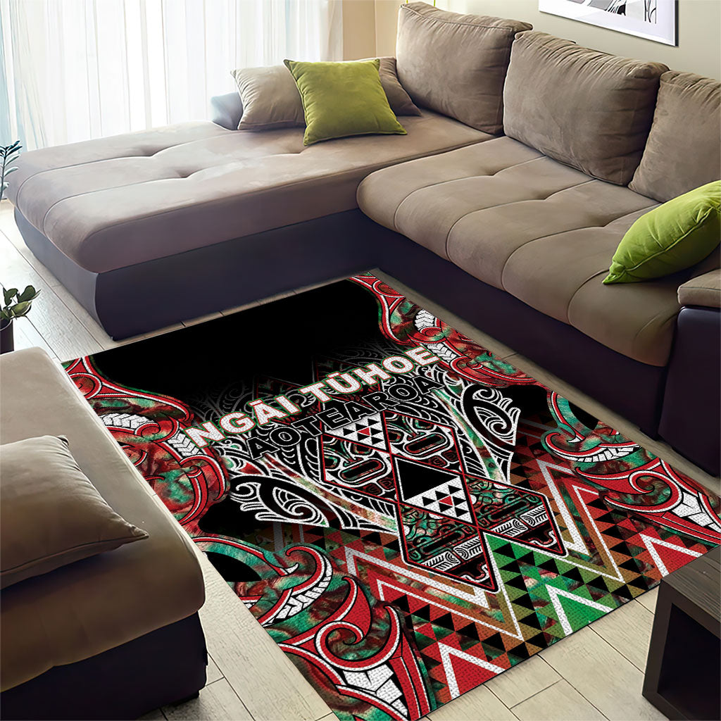Aotearoa Ngai Tuhoe Area Rug Maori Tribal Red And Green Paua Shell Pattern