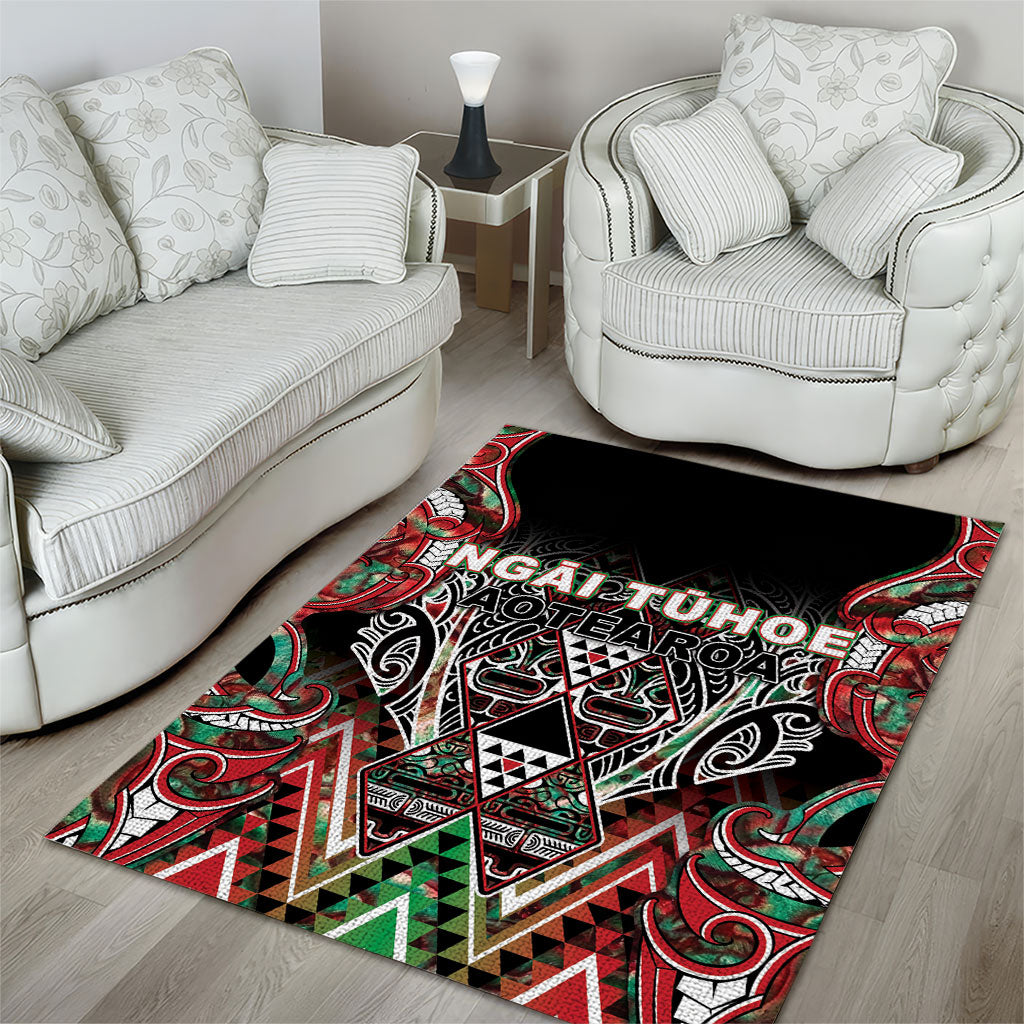 Aotearoa Ngai Tuhoe Area Rug Maori Tribal Red And Green Paua Shell Pattern