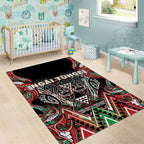 Aotearoa Ngai Tuhoe Area Rug Maori Tribal Red And Green Paua Shell Pattern