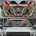 Aotearoa Ngai Tuhoe Auto Sun Shade Maori Tribal Red And Green Paua Shell Pattern