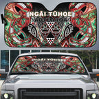 Aotearoa Ngai Tuhoe Auto Sun Shade Maori Tribal Red And Green Paua Shell Pattern
