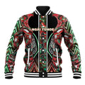 Aotearoa Ngai Tuhoe Baseball Jacket Maori Tribal Red And Green Paua Shell Pattern