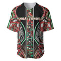 Aotearoa Ngai Tuhoe Baseball Jersey Maori Tribal Red And Green Paua Shell Pattern