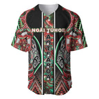 Aotearoa Ngai Tuhoe Baseball Jersey Maori Tribal Red And Green Paua Shell Pattern