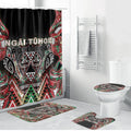 Aotearoa Ngai Tuhoe Bathroom Set Maori Tribal Red And Green Paua Shell Pattern