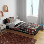 Aotearoa Ngai Tuhoe Bedding Set Maori Tribal Red And Green Paua Shell Pattern
