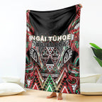 Aotearoa Ngai Tuhoe Blanket Maori Tribal Red And Green Paua Shell Pattern