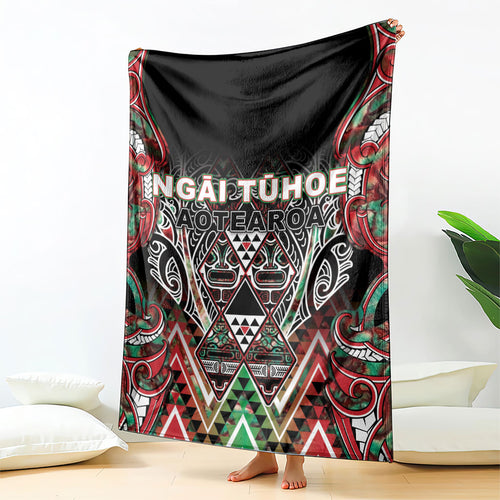 Aotearoa Ngai Tuhoe Blanket Maori Tribal Red And Green Paua Shell Pattern