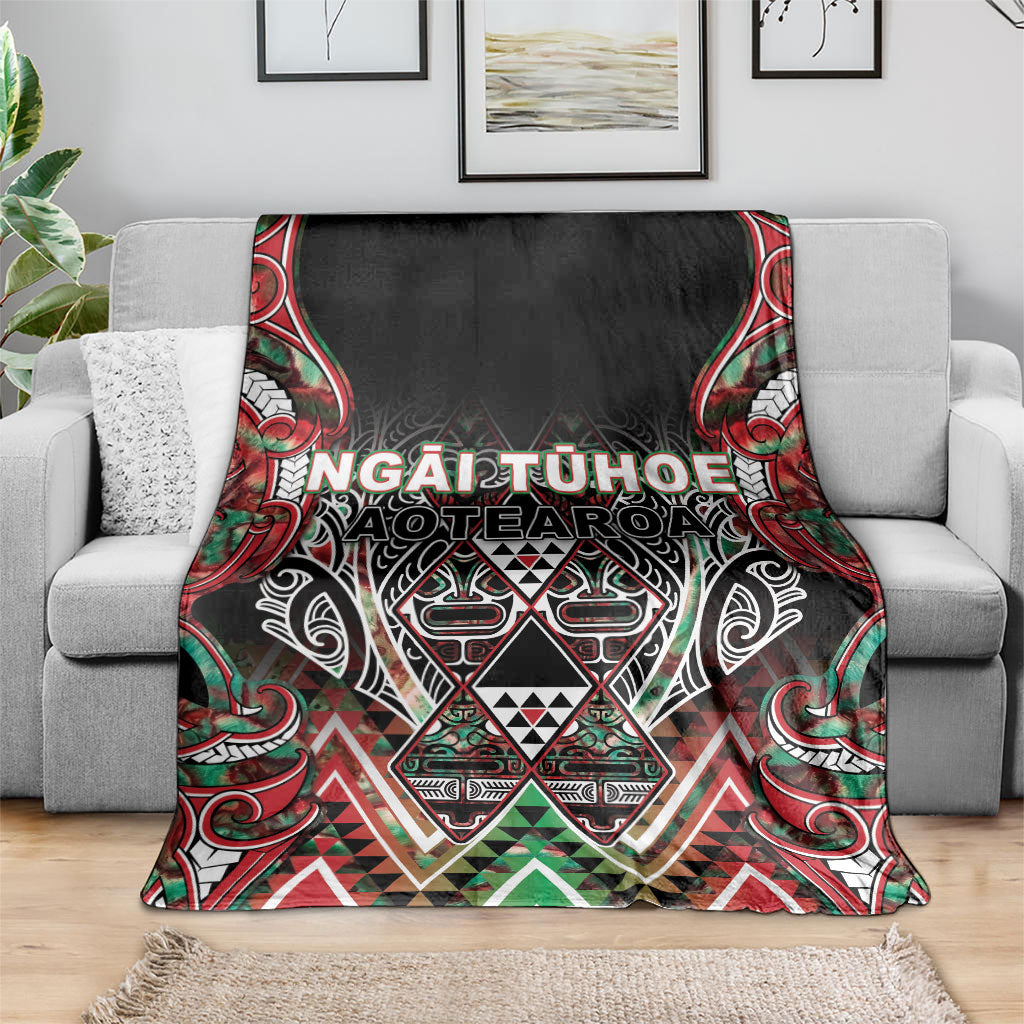 Aotearoa Ngai Tuhoe Blanket Maori Tribal Red And Green Paua Shell Pattern