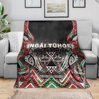 Aotearoa Ngai Tuhoe Blanket Maori Tribal Red And Green Paua Shell Pattern