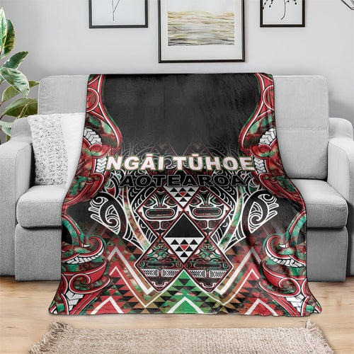 Aotearoa Ngai Tuhoe Blanket Maori Tribal Red And Green Paua Shell Pattern