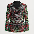 Aotearoa Ngai Tuhoe Blazer Maori Tribal Red And Green Paua Shell Pattern