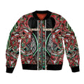 Aotearoa Ngai Tuhoe Bomber Jacket Maori Tribal Red And Green Paua Shell Pattern