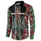 Aotearoa Ngai Tuhoe Button Sweatshirt Maori Tribal Red And Green Paua Shell Pattern