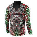 Aotearoa Ngai Tuhoe Button Sweatshirt Maori Tribal Red And Green Paua Shell Pattern