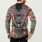 Aotearoa Ngai Tuhoe Button Sweatshirt Maori Tribal Red And Green Paua Shell Pattern