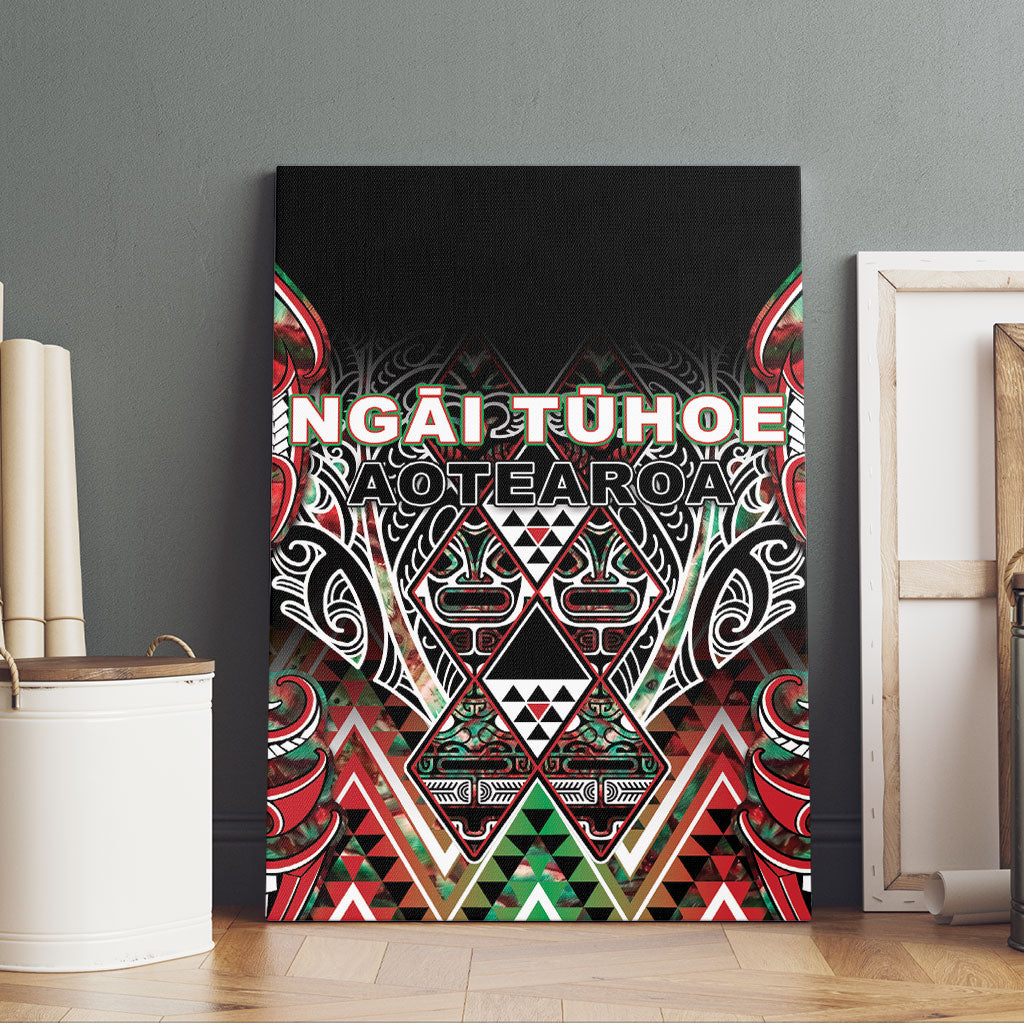 Aotearoa Ngai Tuhoe Canvas Wall Art Maori Tribal Red And Green Paua Shell Pattern
