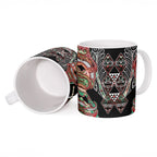 Aotearoa Ngai Tuhoe Ceramic Mug Maori Tribal Red And Green Paua Shell Pattern