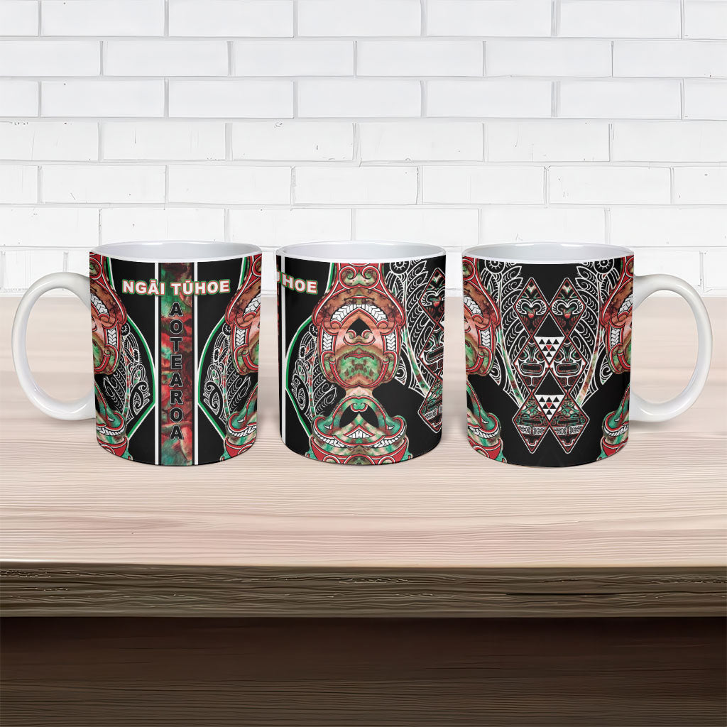 Aotearoa Ngai Tuhoe Ceramic Mug Maori Tribal Red And Green Paua Shell Pattern