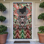 Aotearoa Ngai Tuhoe Door Cover Maori Tribal Red And Green Paua Shell Pattern