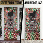 Aotearoa Ngai Tuhoe Door Cover Maori Tribal Red And Green Paua Shell Pattern