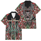 Aotearoa Ngai Tuhoe Family Matching Mermaid Dress and Hawaiian Shirt Maori Tribal Red And Green Paua Shell Pattern