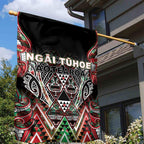Aotearoa Ngai Tuhoe Garden Flag Maori Tribal Red And Green Paua Shell Pattern