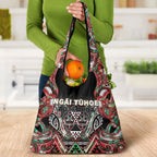 Aotearoa Ngai Tuhoe Grocery Bag Maori Tribal Red And Green Paua Shell Pattern