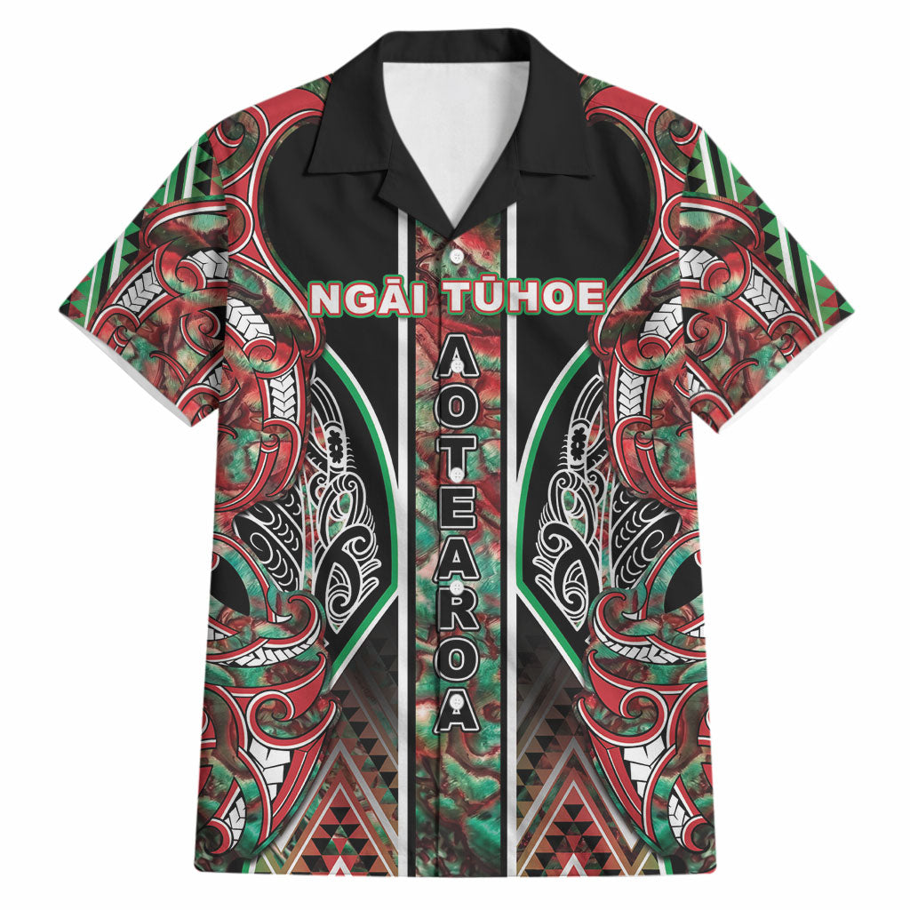 Aotearoa Ngai Tuhoe Hawaiian Shirt Maori Tribal Red And Green Paua Shell Pattern
