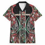 Aotearoa Ngai Tuhoe Hawaiian Shirt Maori Tribal Red And Green Paua Shell Pattern