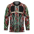 Aotearoa Ngai Tuhoe Hockey Jersey Maori Tribal Red And Green Paua Shell Pattern