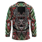 Aotearoa Ngai Tuhoe Hockey Jersey Maori Tribal Red And Green Paua Shell Pattern