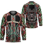 Aotearoa Ngai Tuhoe Hockey Jersey Maori Tribal Red And Green Paua Shell Pattern
