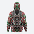 Aotearoa Ngai Tuhoe Hoodie Maori Tribal Red And Green Paua Shell Pattern
