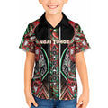 Aotearoa Ngai Tuhoe Kid Hawaiian Shirt Maori Tribal Red And Green Paua Shell Pattern