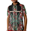 Aotearoa Ngai Tuhoe Kid Polo Shirt Maori Tribal Red And Green Paua Shell Pattern