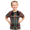 Aotearoa Ngai Tuhoe Kid T Shirt Maori Tribal Red And Green Paua Shell Pattern