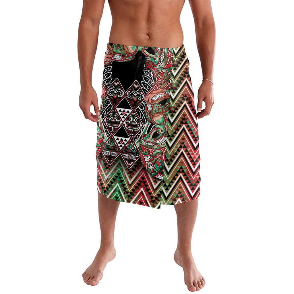 Aotearoa Ngai Tuhoe Lavalava Maori Tribal Red And Green Paua Shell Pattern