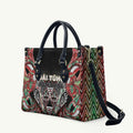 Aotearoa Ngai Tuhoe Leather Bag Maori Tribal Red And Green Paua Shell Pattern
