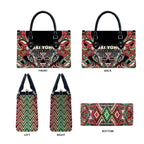 Aotearoa Ngai Tuhoe Leather Bag Maori Tribal Red And Green Paua Shell Pattern