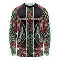 Aotearoa Ngai Tuhoe Long Sleeve Shirt Maori Tribal Red And Green Paua Shell Pattern